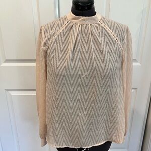 Free People Cream Chevron Blouse. NWT. Shear blouse perfect for layering.